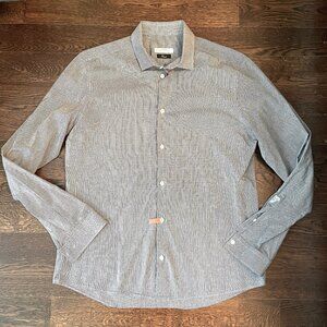 Versace Collection Trend Mens Cotton Dress Shirt Black & White Sz 42